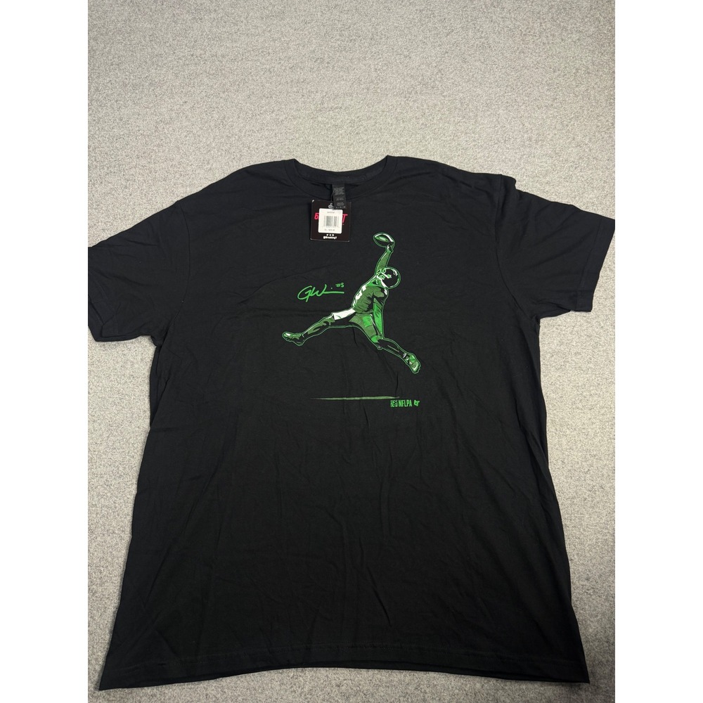 BreakingT Garrett Wilson NFLPA Graphic T-Shirt Mens XL Black Green New With Tags